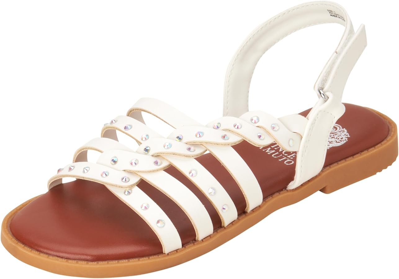 Vince Camuto Girls' Sandals - Strappy Braided Sandals - Open Toe Summer Gladiator Sandals for Girls (11-4)