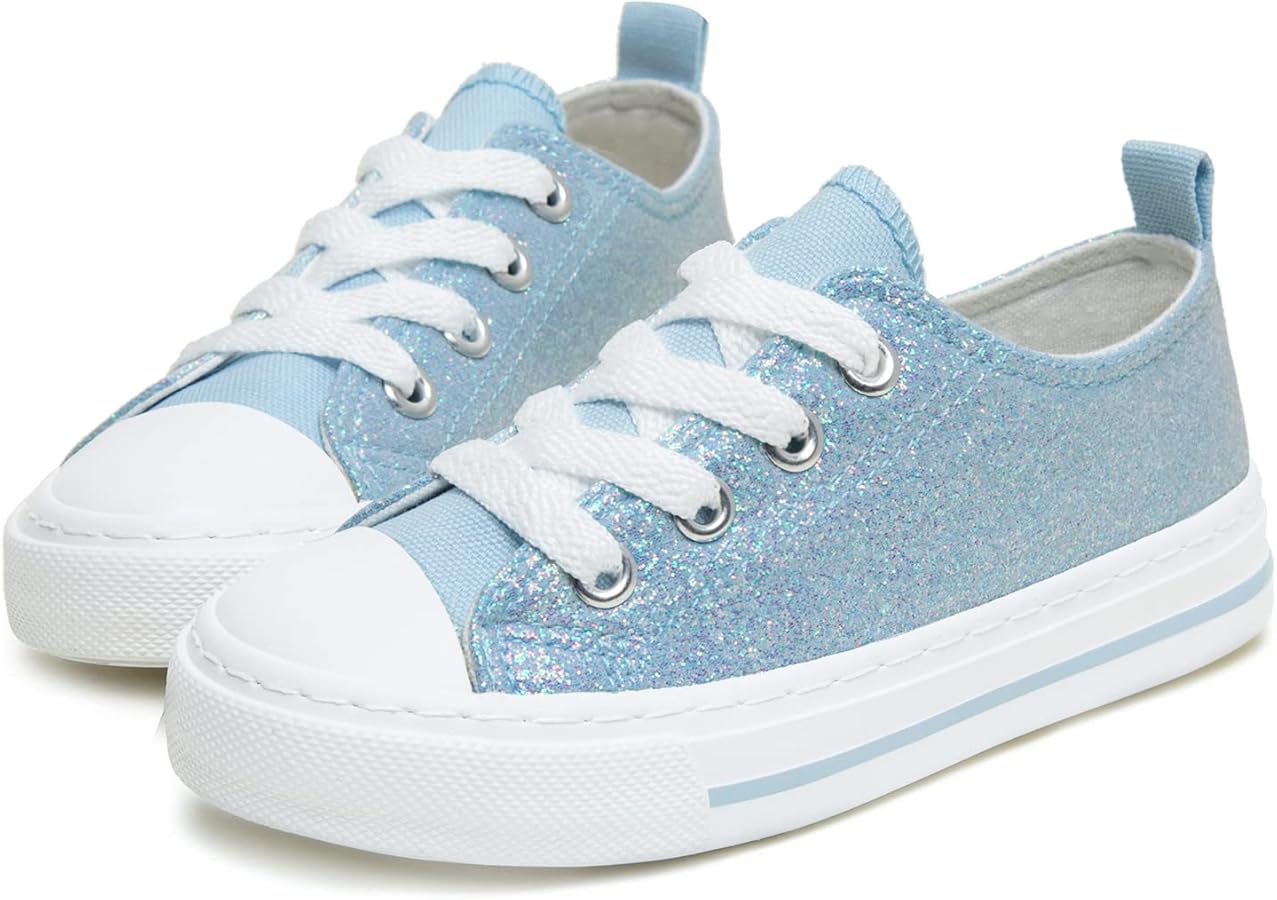 ToandonToddler Kids Sneakers Sparkle Fashion Glitter Sequins Canvas Shoes