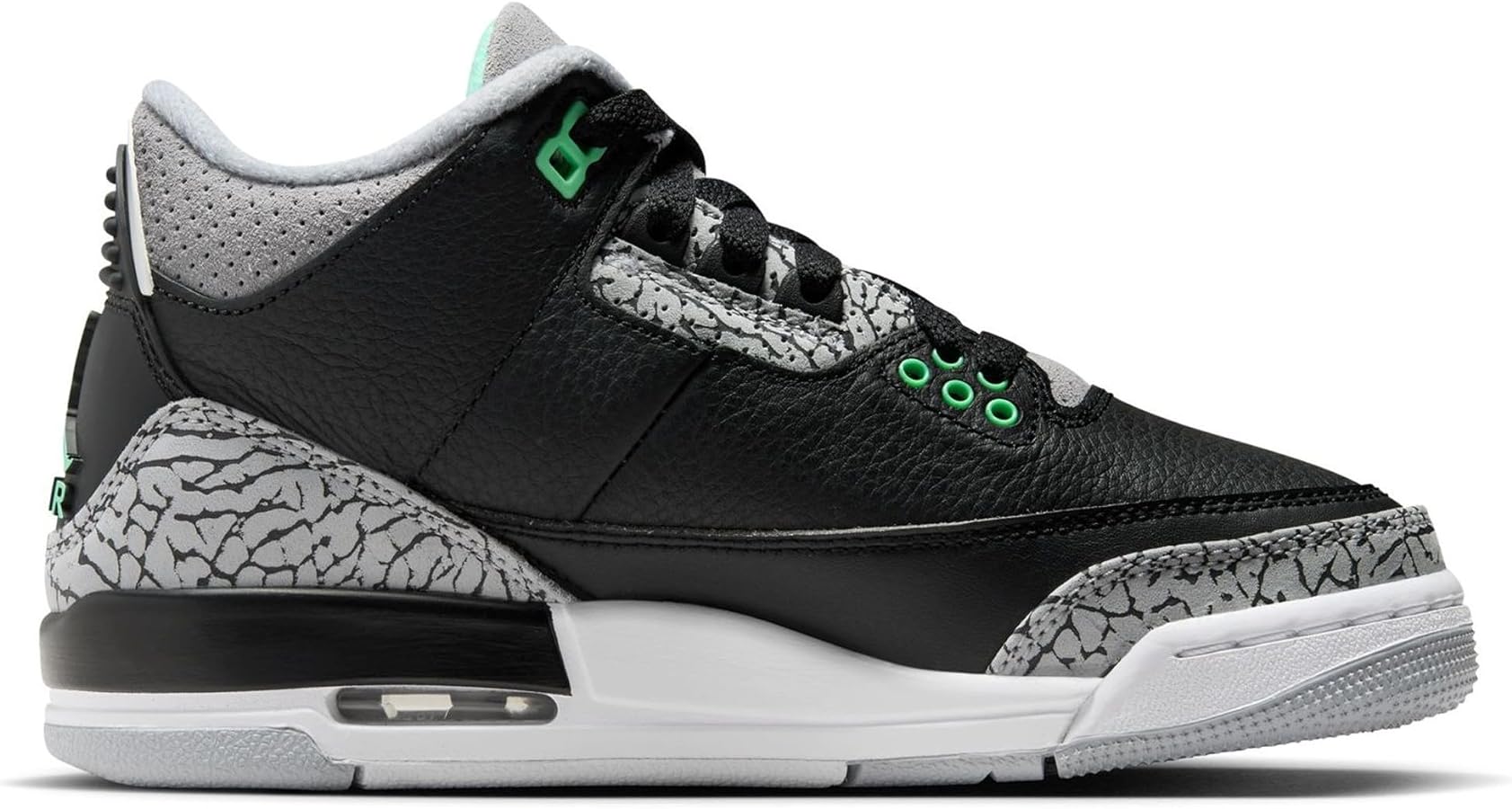 Jordan Big Kid's 3 Retro Black/Green Glow-Wolf Grey (DM0967 031)