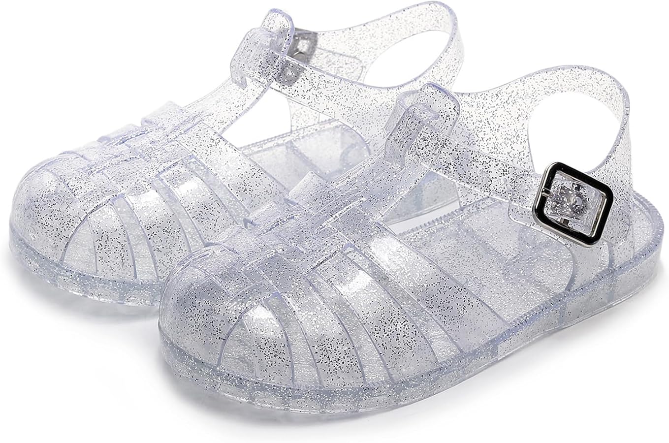 Toddler Girls Jelly Sandals Glitter Flat Beach Summer Shoes Mary Jane Dress Princess Shoes Water Shoes for Little Kids