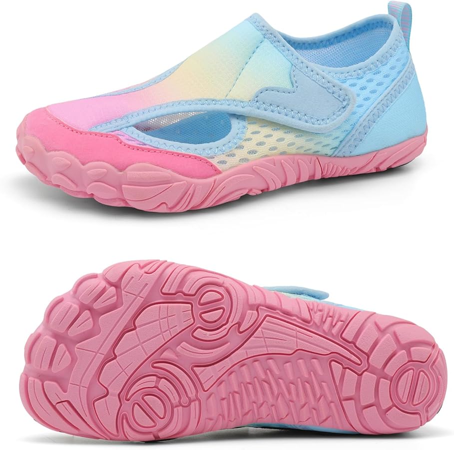 XIHALOOK Water Shoes for Kids Boys Girls Wide Toe Barefoot Quick Dry Beach Swim Pool Aqua Sports Shoes