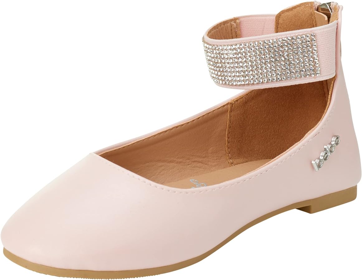 bebe Girls' Shoes - Ballet Flats with Rhinestone Studded Ankle Straps (Toddler/Girl)