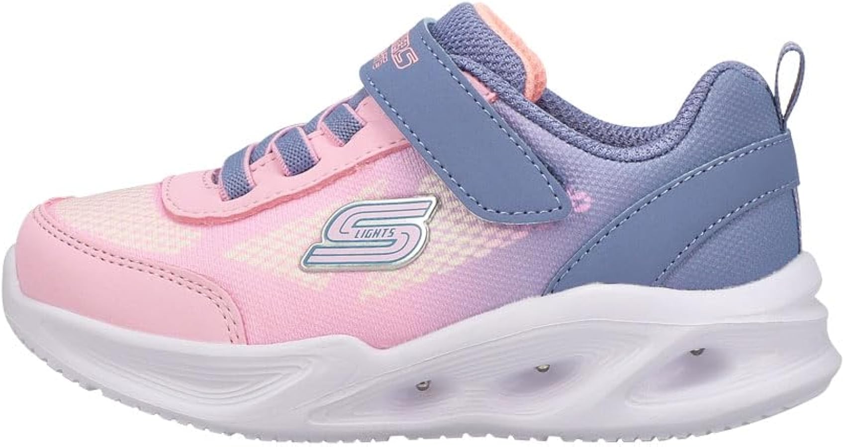 Skechers Girls SOLA Glow Sneaker, Grey/LightPink, 10 Toddler