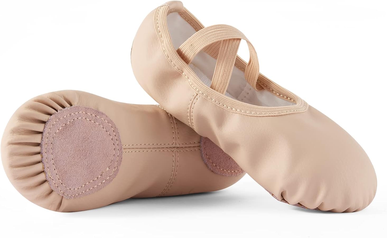 Toddler Ballet Shoes for Girls, Soft Leather Ballet Slippers, No-Tie Ballet Shoes Dance Shoes for Girls (Toddler/Little/Big Kid/Women)