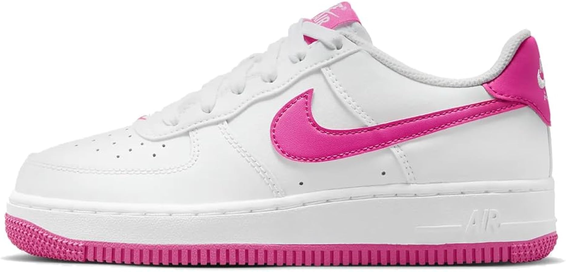 Nike Air Force 1 Big Kids' Shoes (FV5948-102, White/Laser Fuchsia) Size 6.5