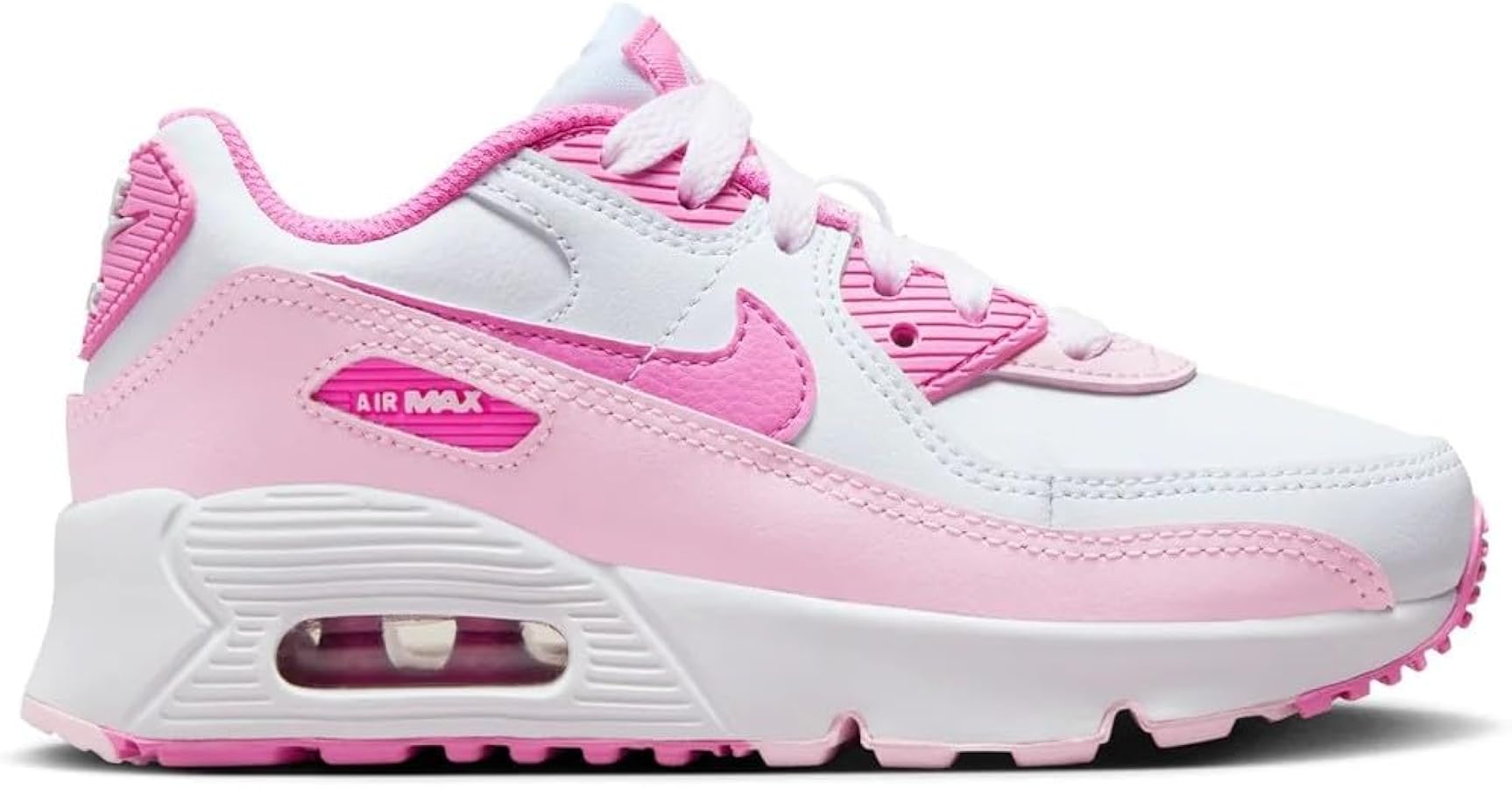 Nike Air Max 90 Little Kids' Shoes (FZ3558-100, White/Pink Foam/Playful Pink)