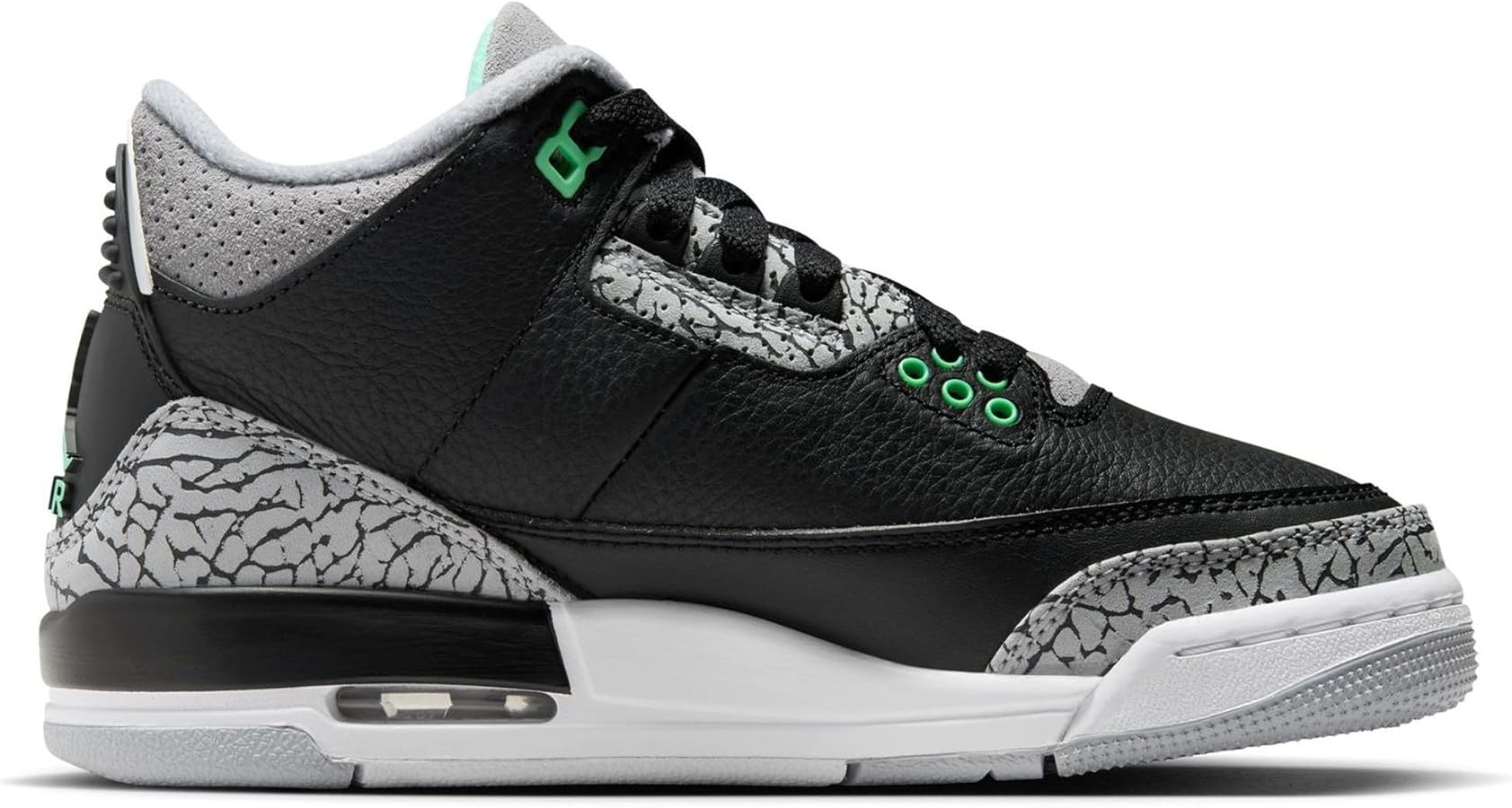 Jordan Big Kid's 3 Retro Black/Green Glow-Wolf Grey (DM0967 031)