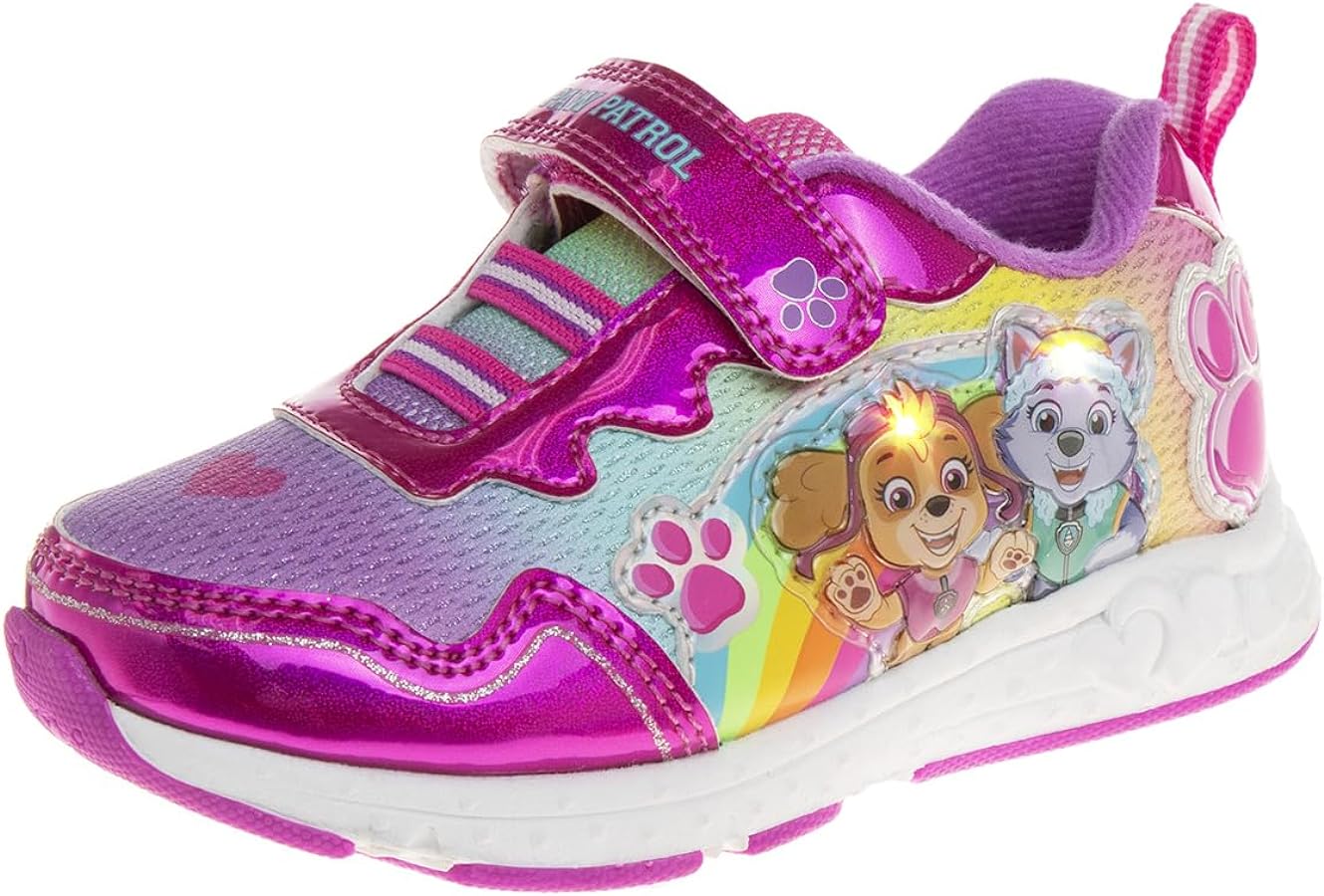 Nickelodeon Girls Paw Patrol Shoes – Kids Toddler Light Up Sneakers- LED Skye and Everest Slip-On Lightweight Tennis Breathable Character Athletic Running Shoes (Toddler/Little Kid)