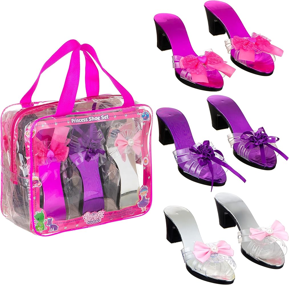 Expressions Princess Heels Set in Carrying Bag - Pretend Play High Heels for Kids