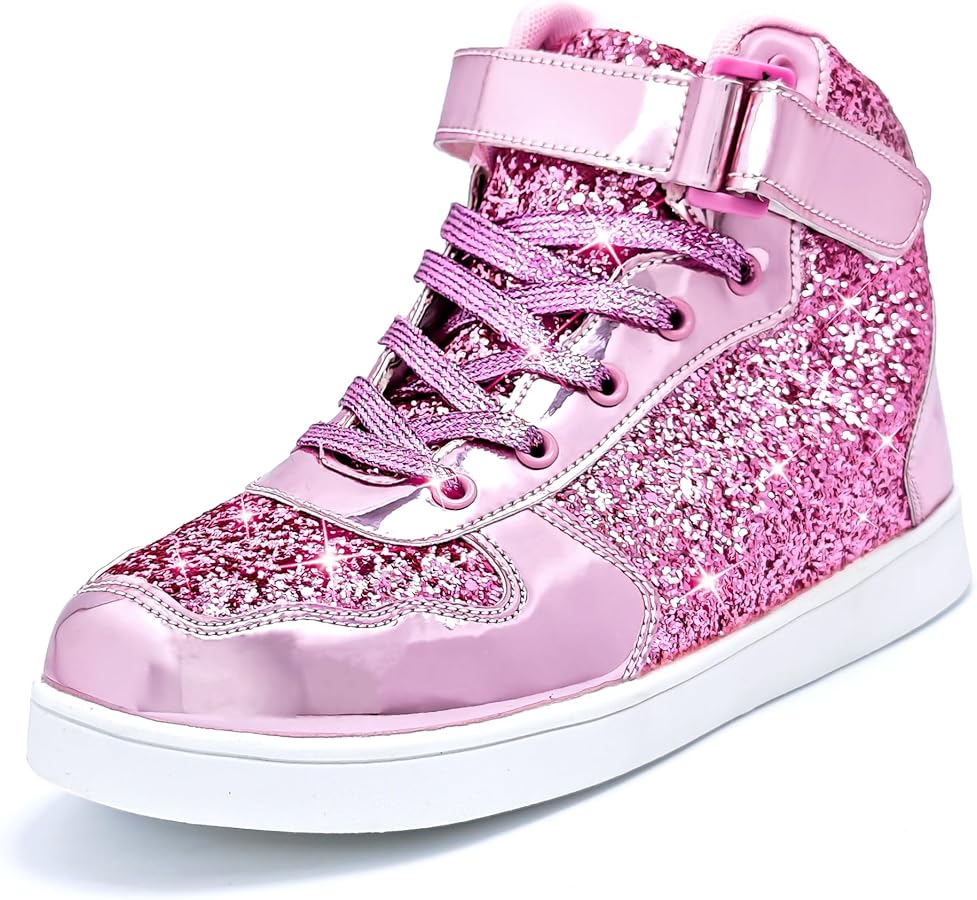 Wooowyet Glitter Shoes Kids High Top Sneakers for Boys Girls Gift Party Birthday Christmas Halloween