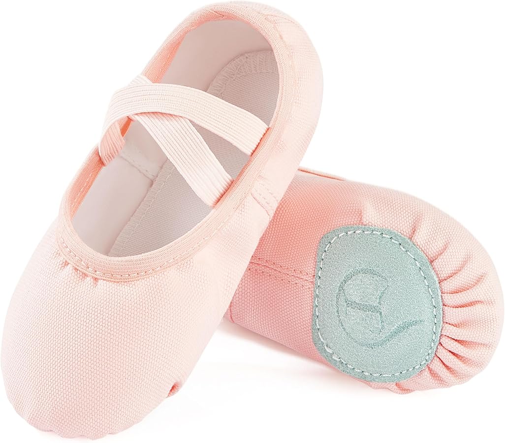 TIEJIAN PU Ballet Shoes for Girls - Dance Practice Slippers for Girls, No-Tie Sole Yoga Gymnastics Shoes(Toddler/Little Kid/Big Kid)