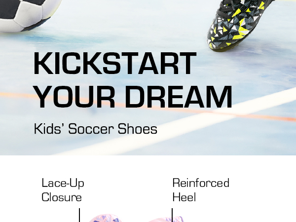 DREAM PAIRS Boys Girls Indoor Turf Soccer Shoes Lace Up Cleats