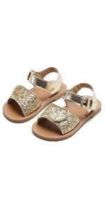 Flaryzone gold glitter toddler girl sandals