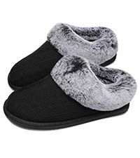 Womens Fuzzy Soft House Slippers Memory Foam Bedroom Shoes Flats Cozy Plush Faux Fur Indoor Outdoor