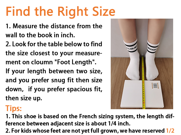 W8K3 Kid Barefoot Size Chart