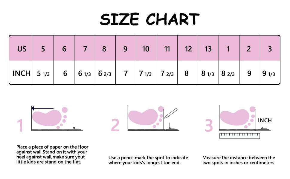 Size chart pink