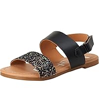 Two Strapped Patent Leatherette Glitter Sandals