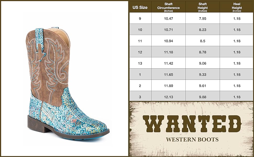 Western Boot Size Chart