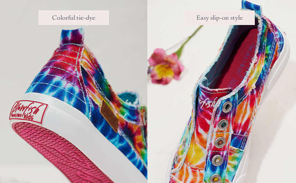 Colorful tie-dye, easy slip on style