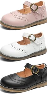 Girls Mary Jane Flat Dress Shoes 