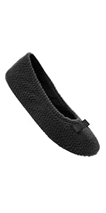 ISOTONER, Women''s, Chevron Microterry, Ballerina slipper, House Slipper Moisture Wicking, Suede Sole