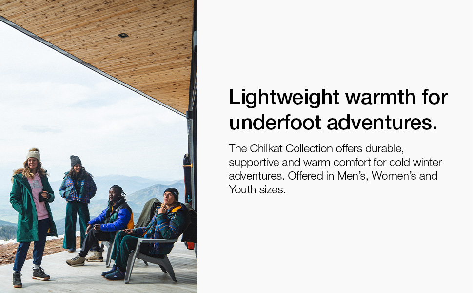 Lightweight warmth for underfoot adventures with supportive comfort in mens, womens and kids sizes.