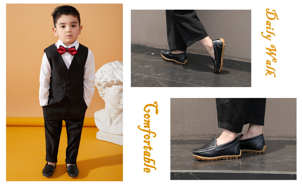 Black dress loafer shoes for boys