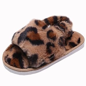 girls Fuzzy Fluffy Furry Fur Open Toe slippers fulfy slipper for kid Shoes  House Home Indoor 04