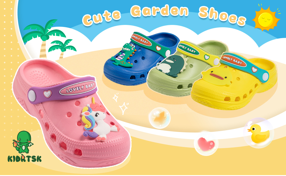 KidRtsk Toddler Kids Boys Girls Cute Garden Water Clogs Slip On Sandals Slides Lightweight Slipper