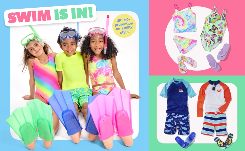 the children''s place swimwear with UPF 50 protection for every style