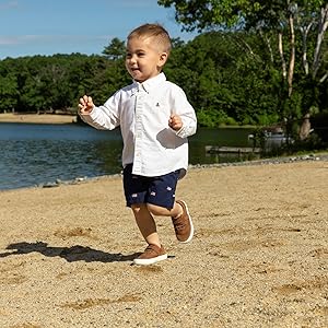 Toddler running, beach, sneakers