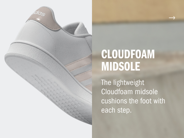 The lightweight Cloudfoam midsole cushions the foot with each step.