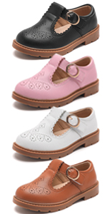 Toddlers Little Big Girls T-Strap Retro Brogue Shoes Oxfords School Uniform Dress Mary Jane Flats