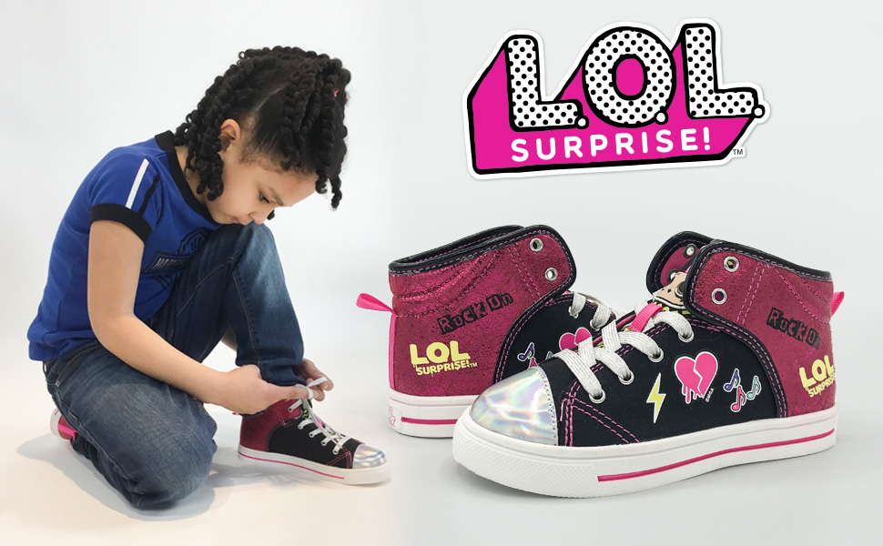 GIRLS SHOES,TODDLER SHOES,LOL SURPRISE DOLLS,LOL SURPRISE SHOES,PINK SHOES,HI TOP SNEAKERS