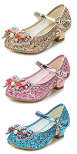 Girls Low Heel Mary Jane Princess Shoes