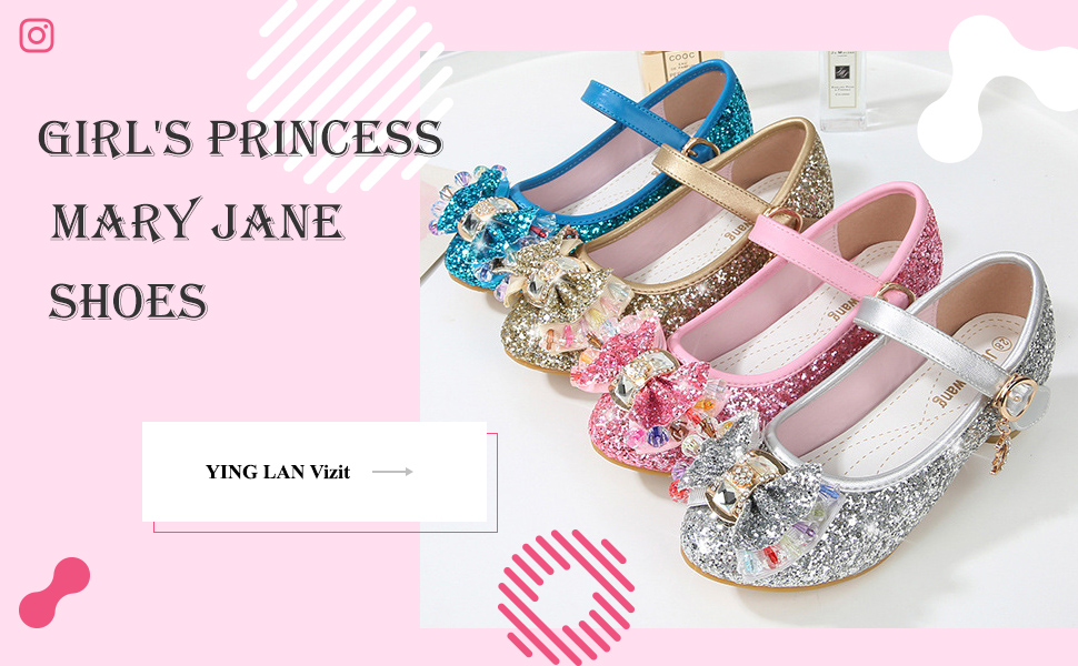 Girl''s Princess Cosplay Performance Shoes Sequins Wedding Party Dress Shoes Low Heeled Mary Jane