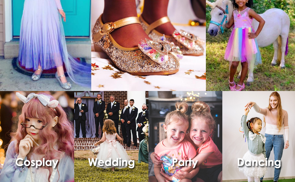 Girls Dress Mary Jane Wedding Party Shoes Glitter Bridesmaids Princess Heels Toddler Little Kid