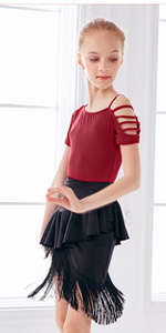 Girls Latin Dance Tops&Skirt