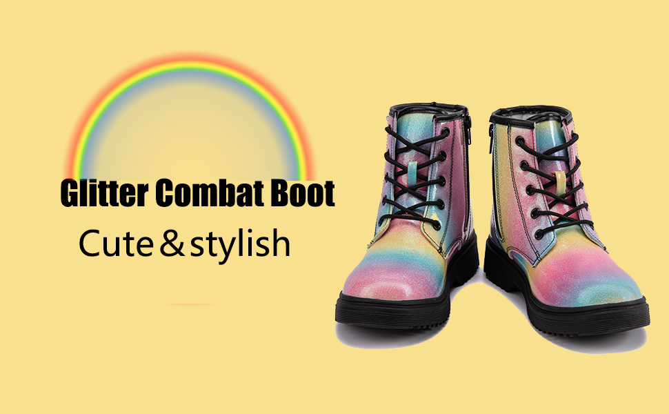 glitter combat boot