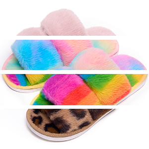 girls slippers fuzzy fluffy faux fur kids furry flip flop open toe  comfy comfort toddler cloud