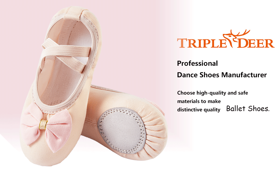 pink bow canvas ballet shoes