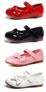 Girls Princess Mary Janes Ballet Flats Cute Bow School Uniform Dress Shoes