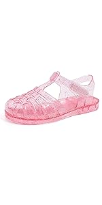 pink jelly girls flats shoes sandals princess dress up costume cosplay water swim pool fisherman