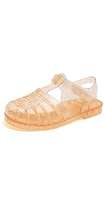 gold yellow jelly sandals