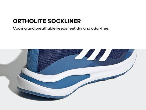 adidas FortaRun shoe. Ortholite Sockliner - Cooling and breathable keeps feet dry and odor-free.