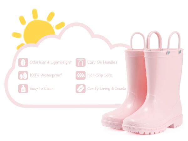 Crystal Pink Waterproof Rainboots Features