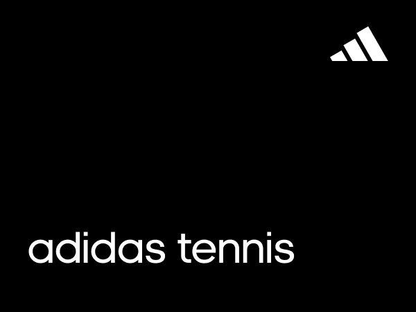 Image of a black rectangle with adidas logo. Text says "adidas tennis"