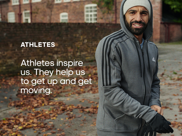 Image of a man exercising. Text says "Atlethe inspire us. They help us to get up and get moving"