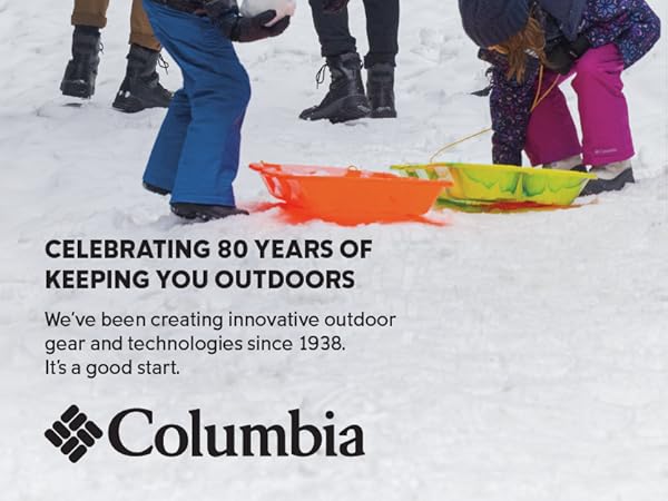 Clebrating 80 years keeping you outdoors, since 1938, Columbia Sportswear