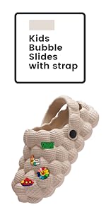 Kids Bubble Slide size 1 in beige cols with shoes charms